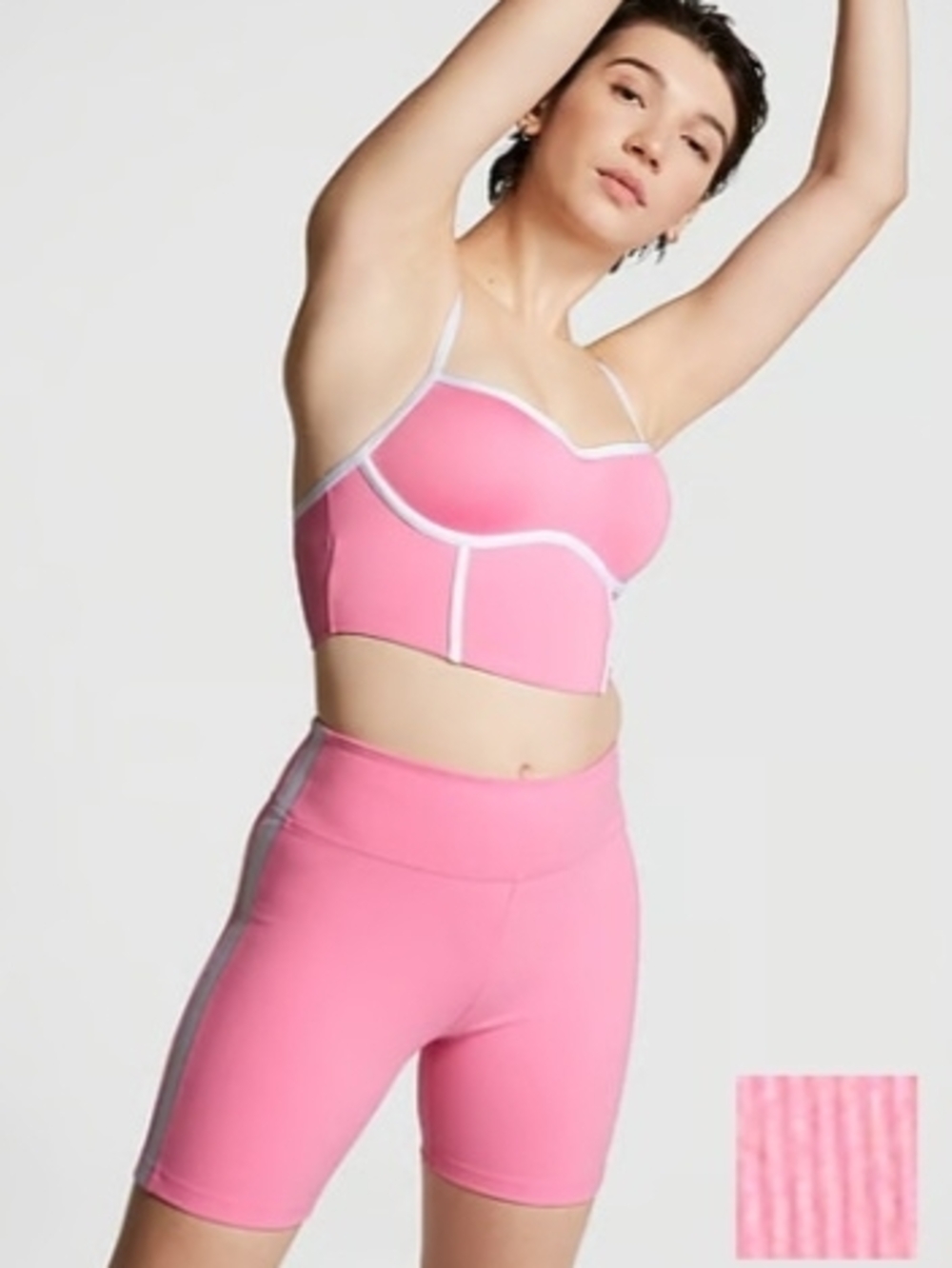 PINK Victoria's Secret Pink Longline Bustier Bralette with White Trim